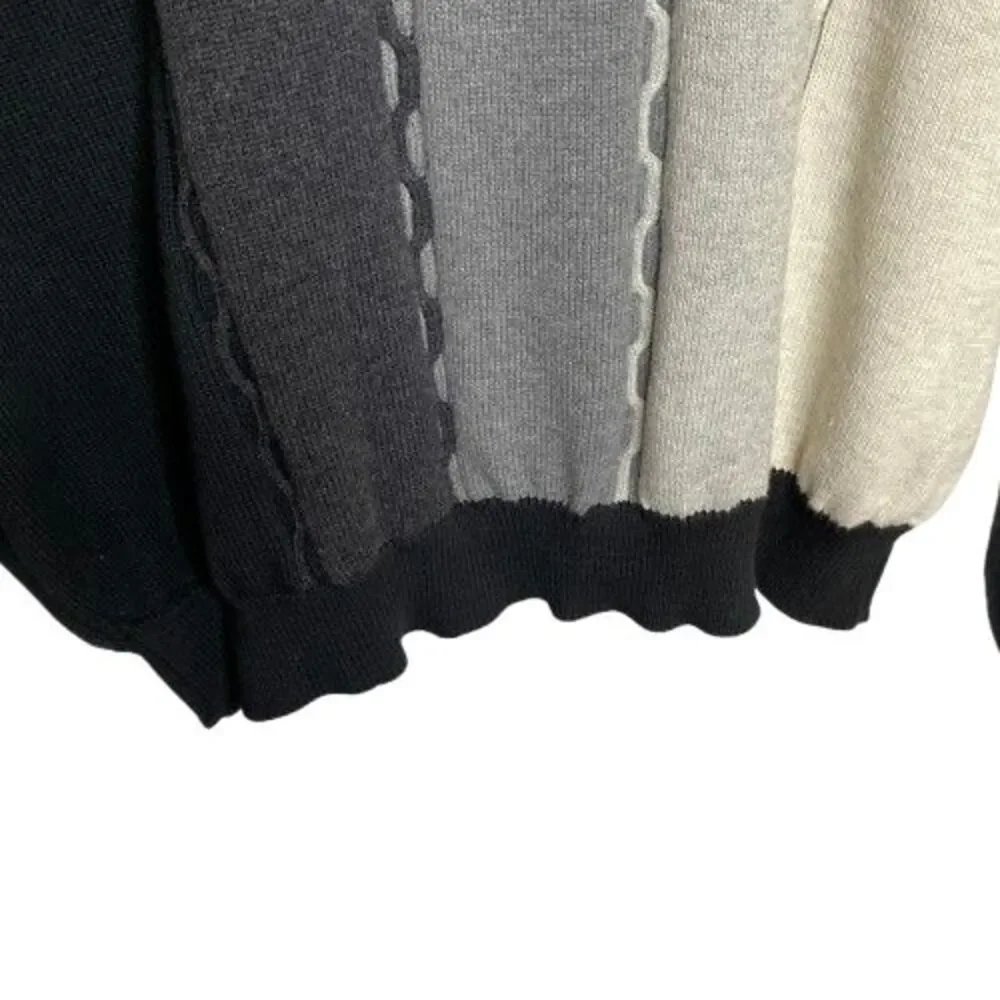 VTG 90s Bachrach Mens Color Block‎ Crew Neck Sweater XL Black Gray Retro Hipster